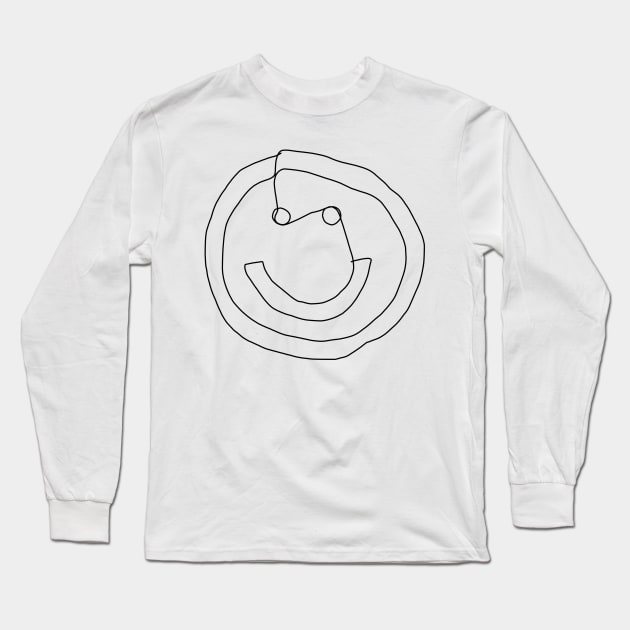 Minimal Round Face Black Line Long Sleeve T-Shirt by ellenhenryart